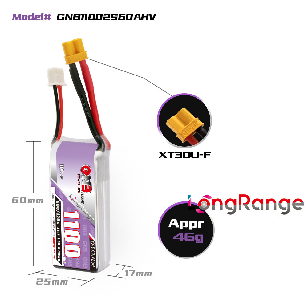 GNB 1100mAh 2S 3S 4S 6S 60C/12 – Drone Battery Connector Bewertung und Preis