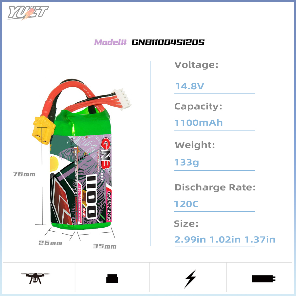 YUCT GNB 6S LiPo Battery 22.2V – Drone Battery 6S Bewertung und Preis