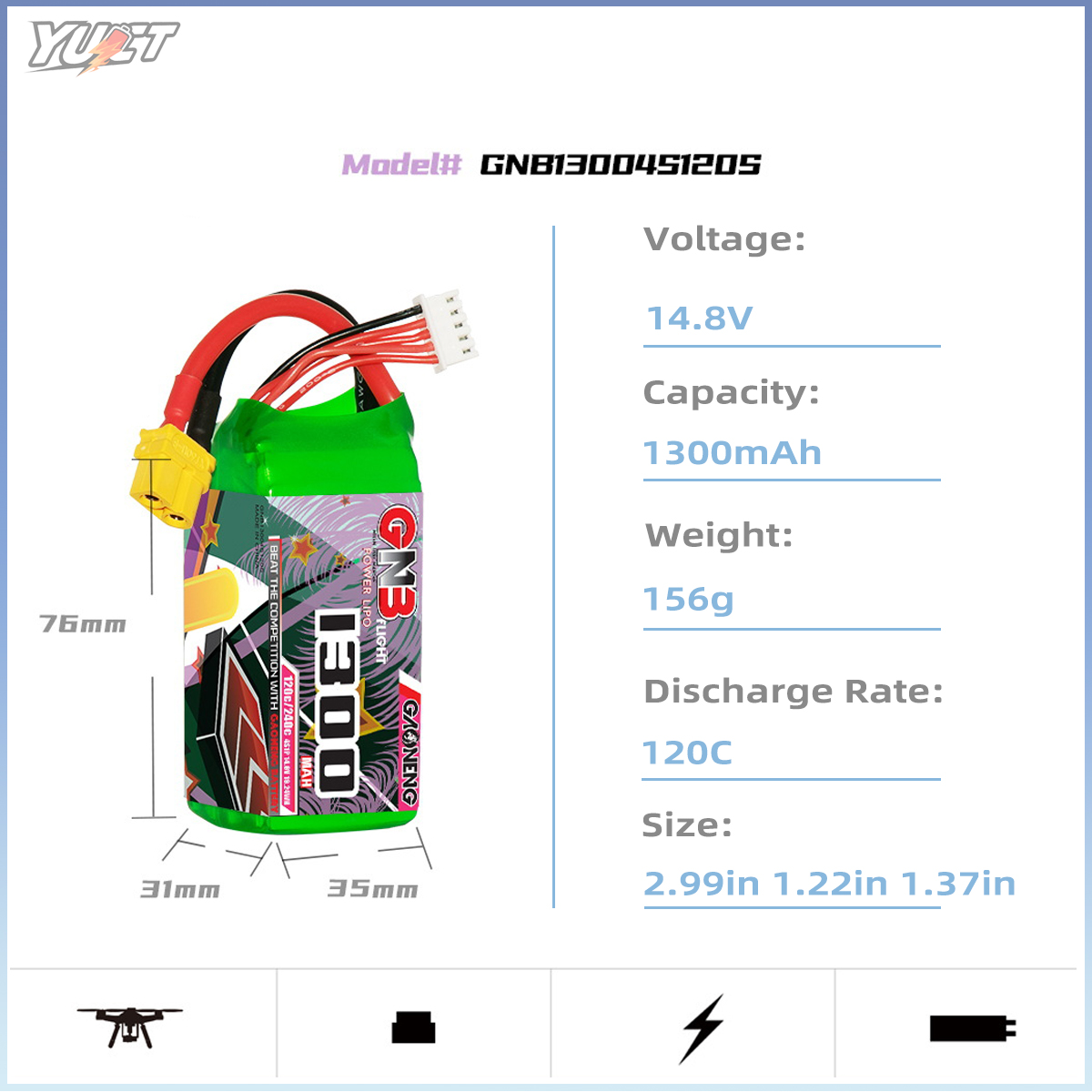 YUCT GNB 6S LiPo Battery 22.2V – Drone Battery 6S Bewertung und Preis